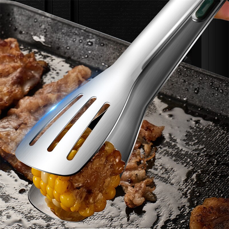 7/9/12inch 304 Stainless Steel Food Clip BBQ Grill Steak Food Clip Silicone Non-slip Handle Bread Tong Party Kitchen Accessories