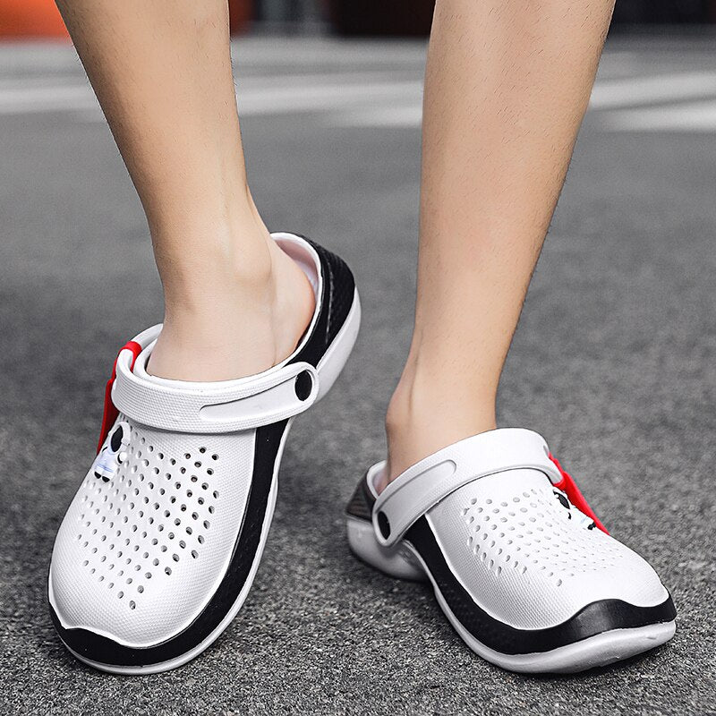 Original Men Sandals Lightweight Casual Shoes Soft Sole EVA Hole Shoes Men's Clogs Outdoor Beach Falt Slippers Man Garden Shoes