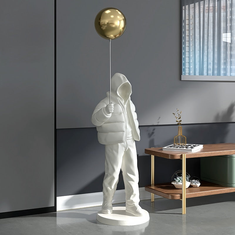 Nordic Style Originality Balloon Boy Floor Figure Statue Home Decoration Large Landing Living Room Decor Sculpture Figurine