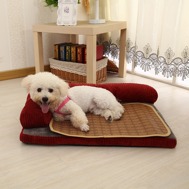 Luxury Large Dog Bed Sofa Pet Cushion Mat For Big Dogs L Shaped Chaise Lounge Sofa Beds