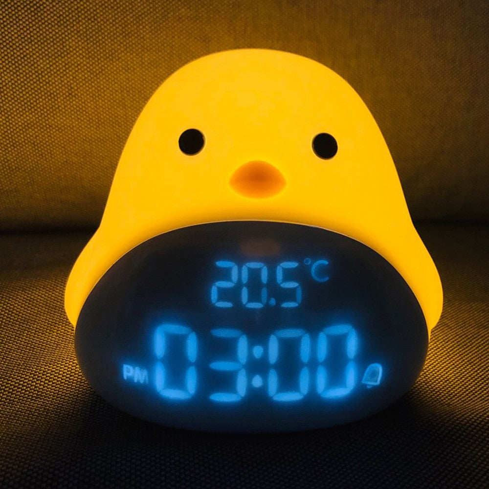 Cartoon Cute Time Bird Night Light Alarm Clock Silicone Touch USB LED Night Lamp For Children Baby Kids Gift Bedside Lamp