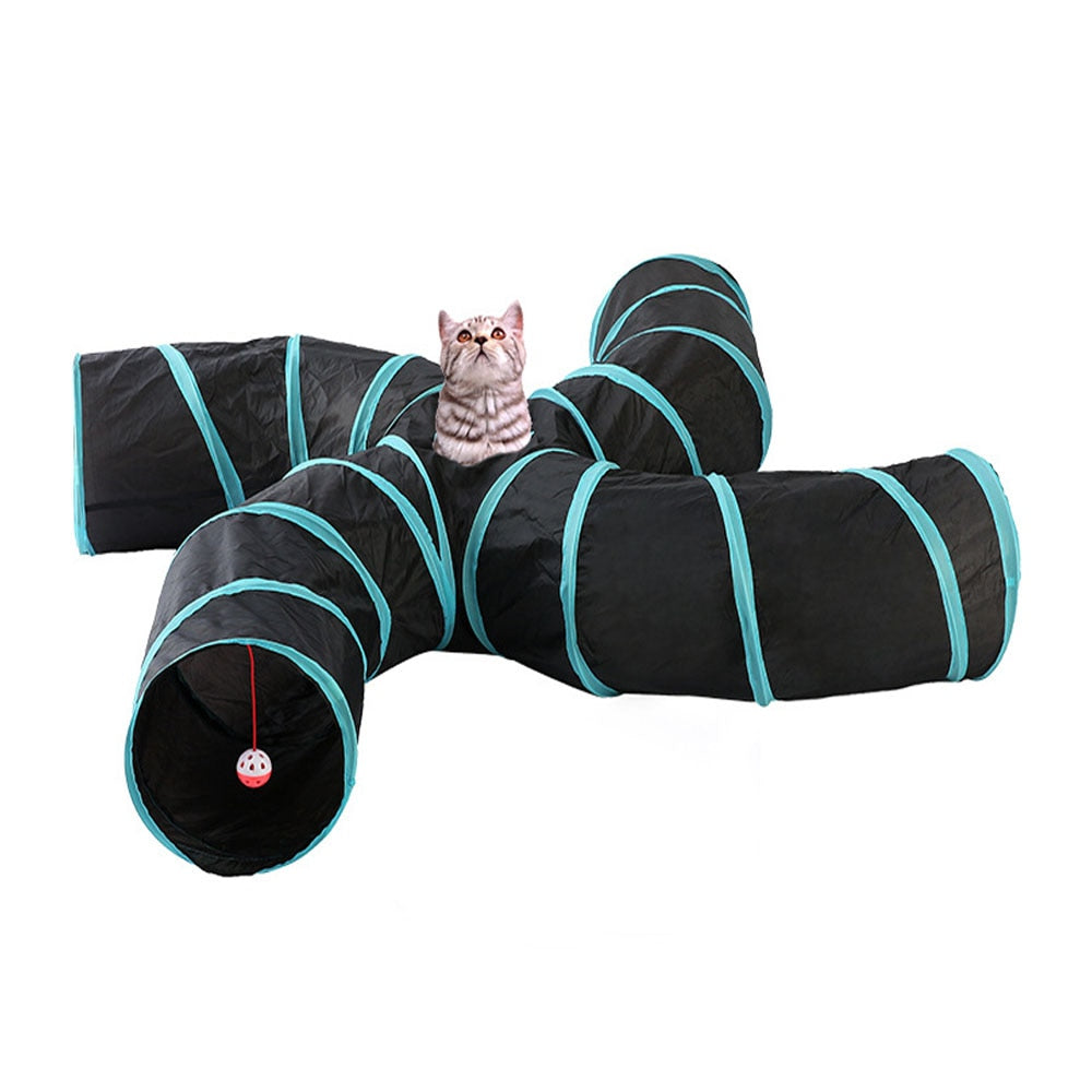 Pet Cat Tunnel Toys 3/4/5 Holes Foldable Pet Cat Kitty Training Interactive Fun Toy For Cats Rabbit Animal Play Tunnel Tubes