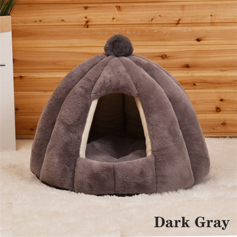 Pet Cat Dog Cute House Bed Mat Warm Soft Removeable Kennel Nest Pet Basket Tyteps Funny Fruit Pumpkin House For Cat Dog House