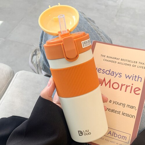 Portable Coffee Vacuum Thermos Bottle Straw Travel Sport Insulated Stainless Steel Thermal Mug Garrafa Termica School Office Cup