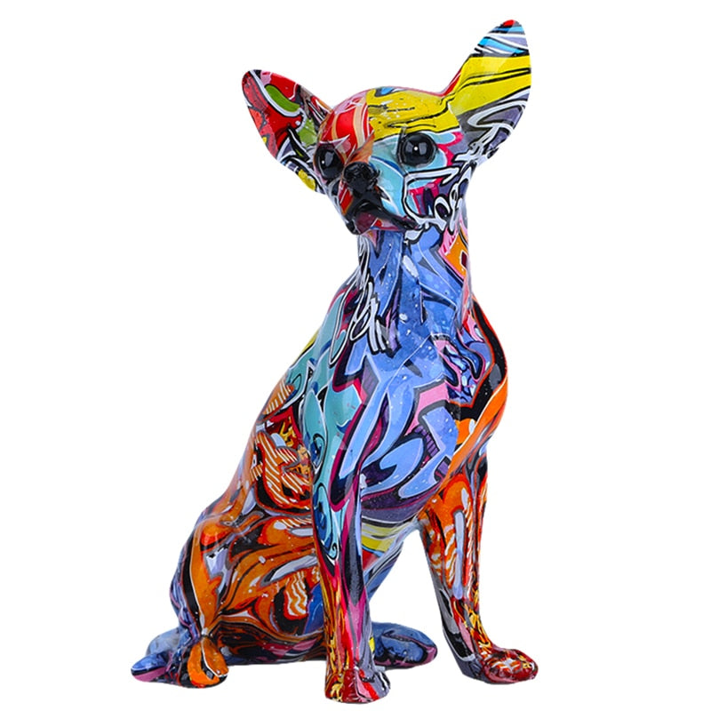 Creative Color Chihuahua Dog Statue Simple Living Room Ornaments Home Office Resin sculpture Crafts Store Decors Decorations