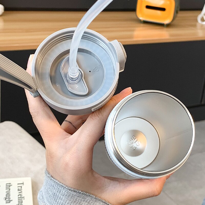 Portable Coffee Vacuum Thermos Bottle Straw Travel Sport Insulated Stainless Steel Thermal Mug Garrafa Termica School Office Cup