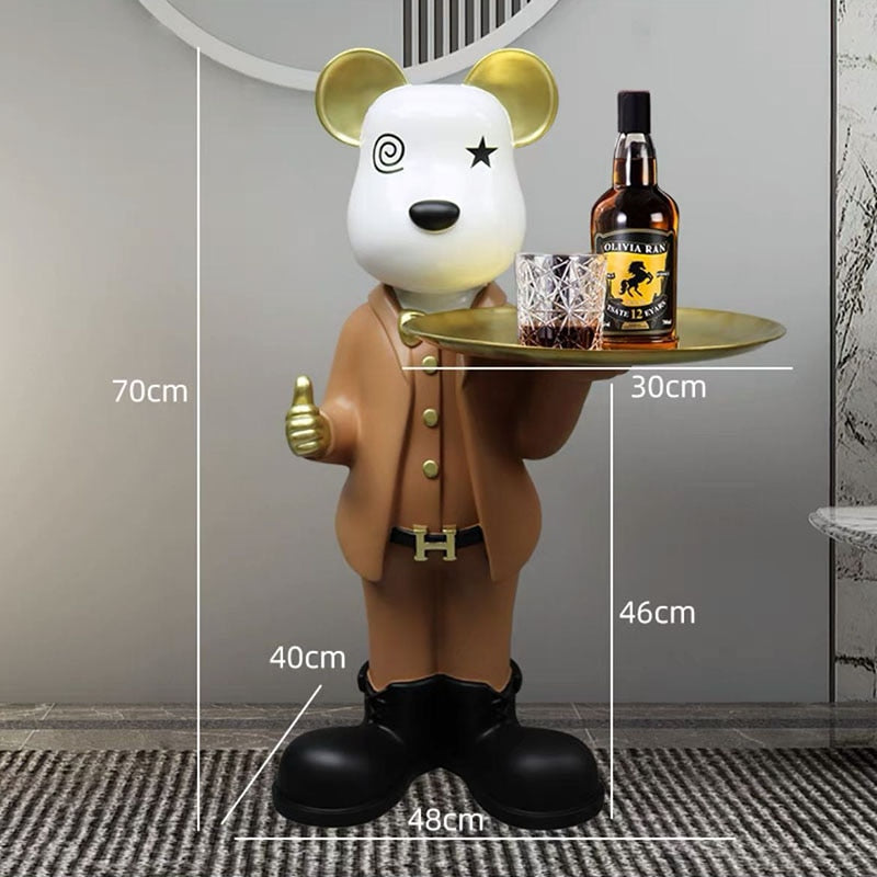 Creative Living Room Ornaments Home Decor Large Floor TV Cabinet Statue Welcome Bear Home Decoration Accessories New Home Gifts