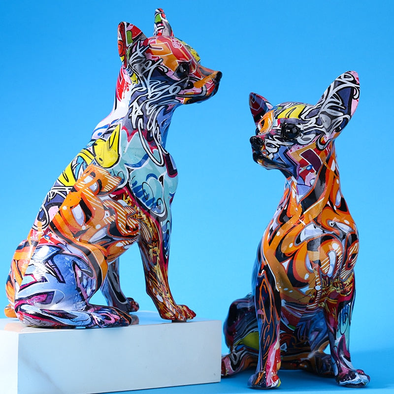 Creative Color Chihuahua Dog Statue Simple Living Room Ornaments Home Office Resin sculpture Crafts Store Decors Decorations