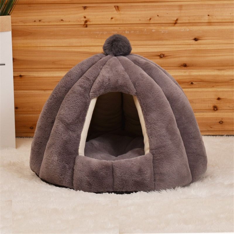 Pet Cat Dog Cute House Bed Mat Warm Soft Removeable Kennel Nest Pet Basket Tyteps Funny Fruit Pumpkin House For Cat Dog House