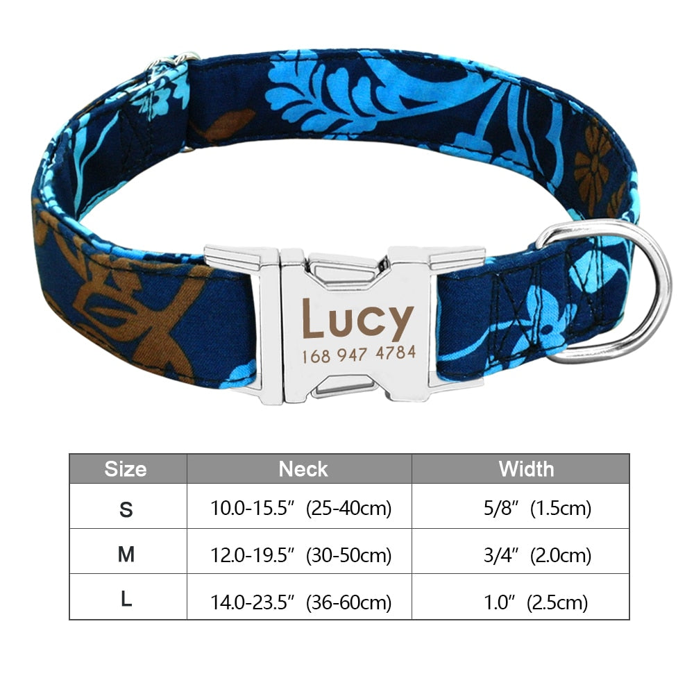 Personalized Dog Accessories Collar Nylon Printed Pet Puppy Collar Dog ID Collars Free Engraved ID for Small Medium Large Dogs