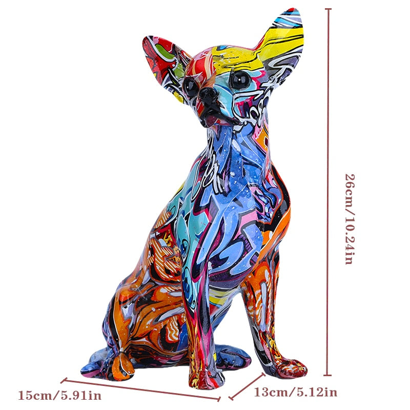 Creative Color Chihuahua Dog Statue Simple Living Room Ornaments Home Office Resin sculpture Crafts Store Decors Decorations