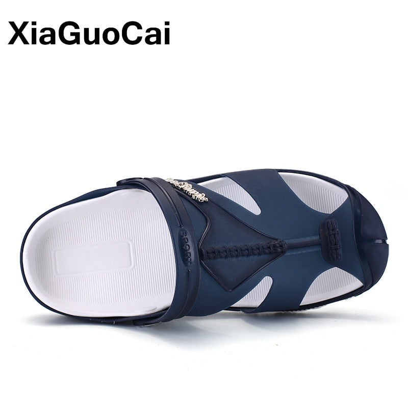 2022 Summer Men&#39;s Slippers Clogs Slip-On Garden Shoes Breathable Man Sandals Plus Size Male Beach Shoes Flip Flops Quick Dry