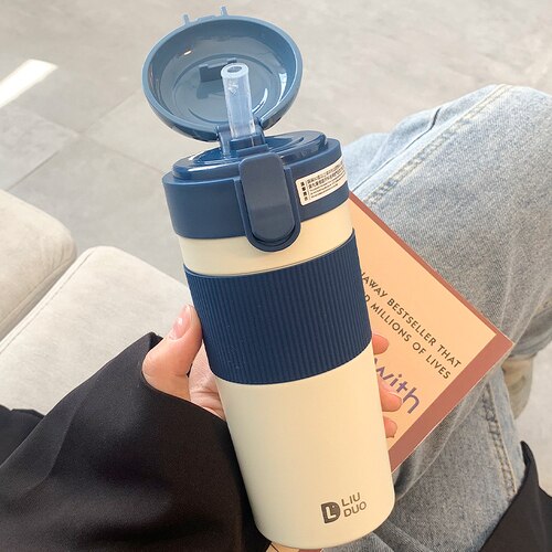 Portable Coffee Vacuum Thermos Bottle Straw Travel Sport Insulated Stainless Steel Thermal Mug Garrafa Termica School Office Cup