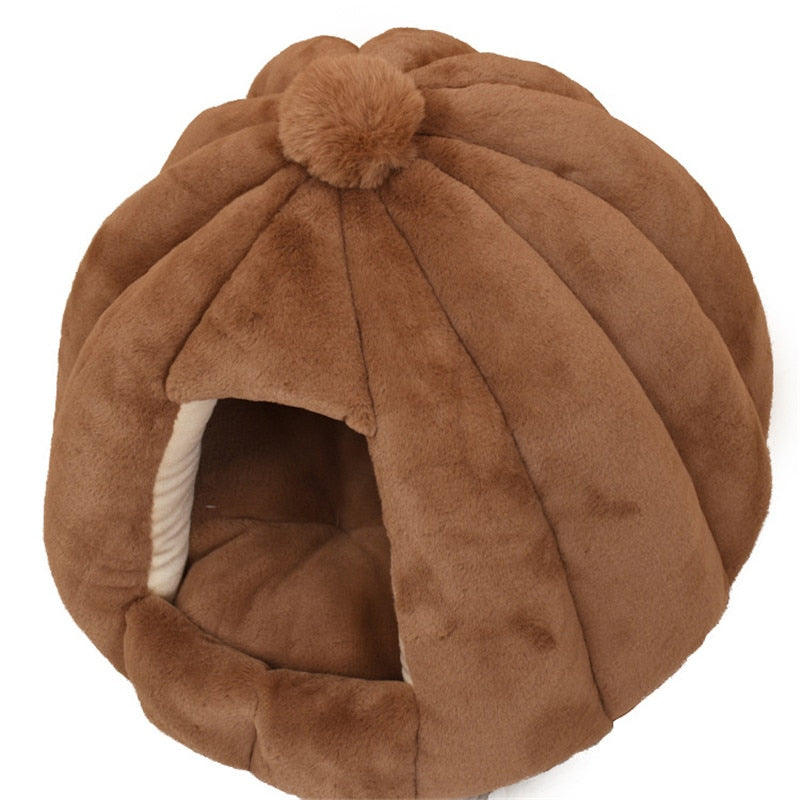 Pet Cat Dog Cute House Bed Mat Warm Soft Removeable Kennel Nest Pet Basket Tyteps Funny Fruit Pumpkin House For Cat Dog House