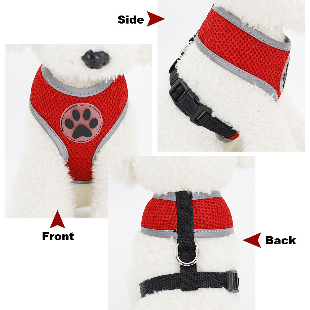 Breathable Small Dog Pet Harness Reflective Puppy Cat Vest Harness Adjustable For Small Medium Dog Chihuahua Pug Bulldog