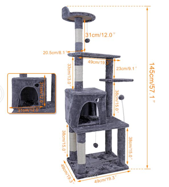 Cat Tree Furniture Tower Climb Activity Tree Scratcher Play House Kitty Tower Furniture Pet Play House