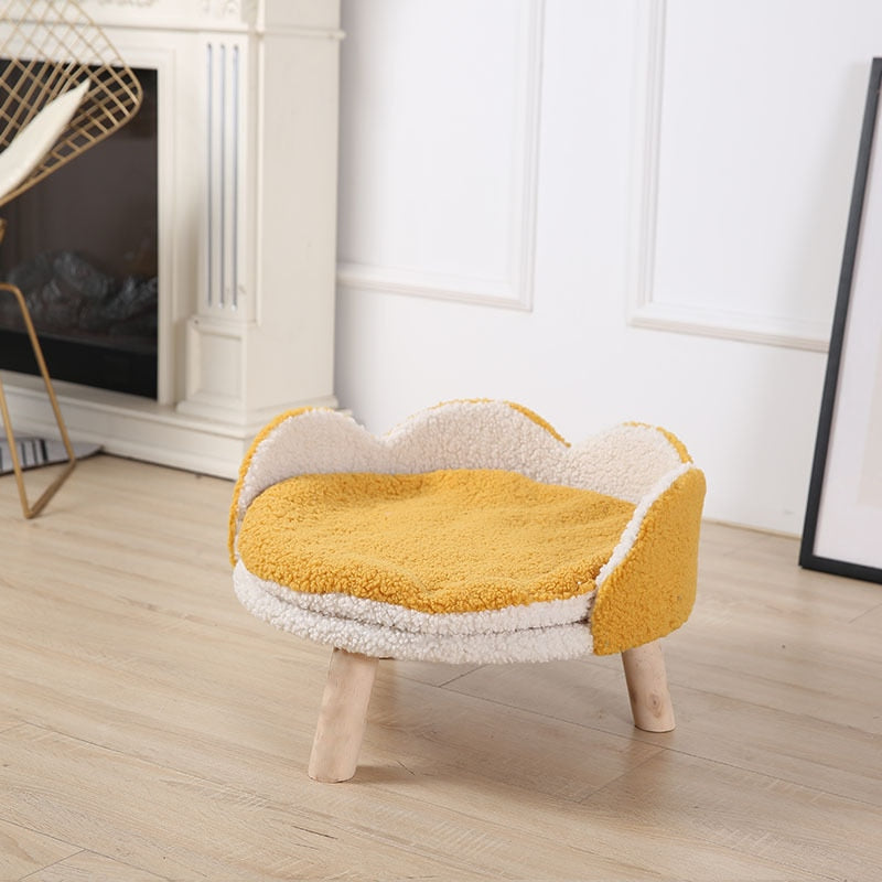 Pet Cat Dog Bed Soft Warm Lambswool Wood Legs Beds Cats for House Nest Dogs Bed Warm Comfortable House Washable Kennel Dog Beds