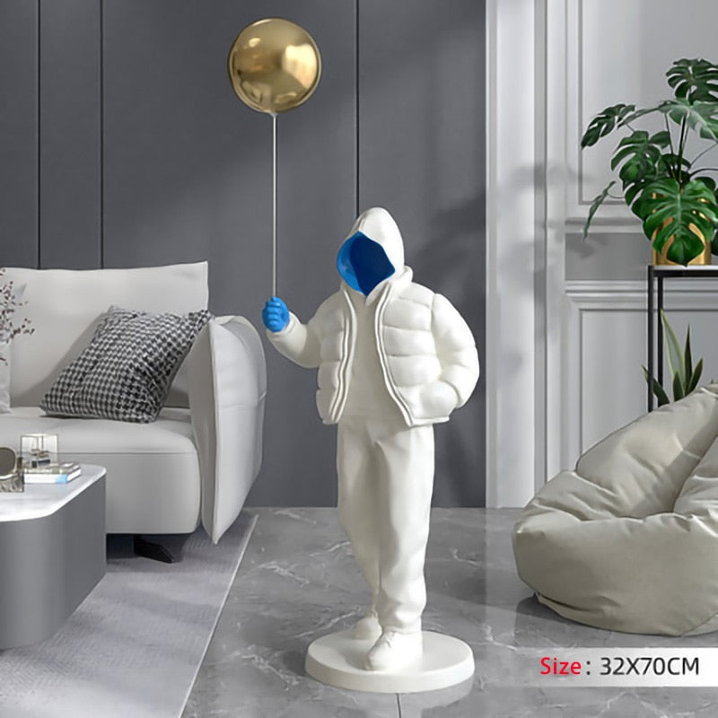 Nordic Style Originality Balloon Boy Floor Figure Statue Home Decoration Large Landing Living Room Decor Sculpture Figurine