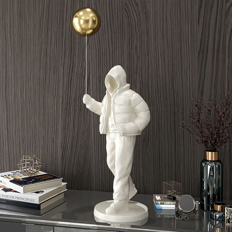 Nordic Style Originality Balloon Boy Floor Figure Statue Home Decoration Large Landing Living Room Decor Sculpture Figurine