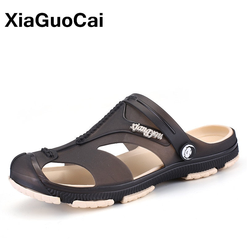 2022 Summer Men&#39;s Slippers Clogs Slip-On Garden Shoes Breathable Man Sandals Plus Size Male Beach Shoes Flip Flops Quick Dry