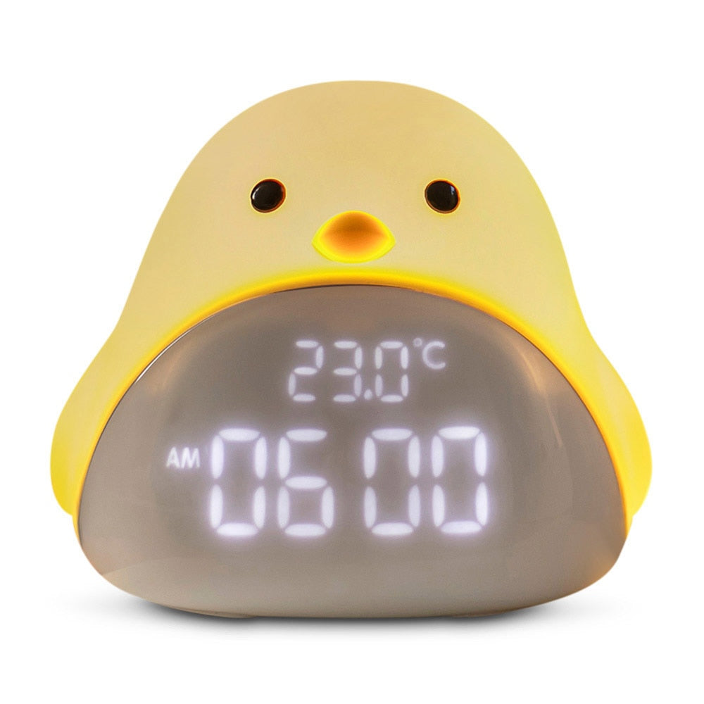 Cartoon Cute Time Bird Night Light Alarm Clock Silicone Touch USB LED Night Lamp For Children Baby Kids Gift Bedside Lamp