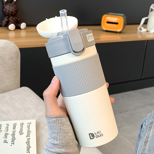 Portable Coffee Vacuum Thermos Bottle Straw Travel Sport Insulated Stainless Steel Thermal Mug Garrafa Termica School Office Cup