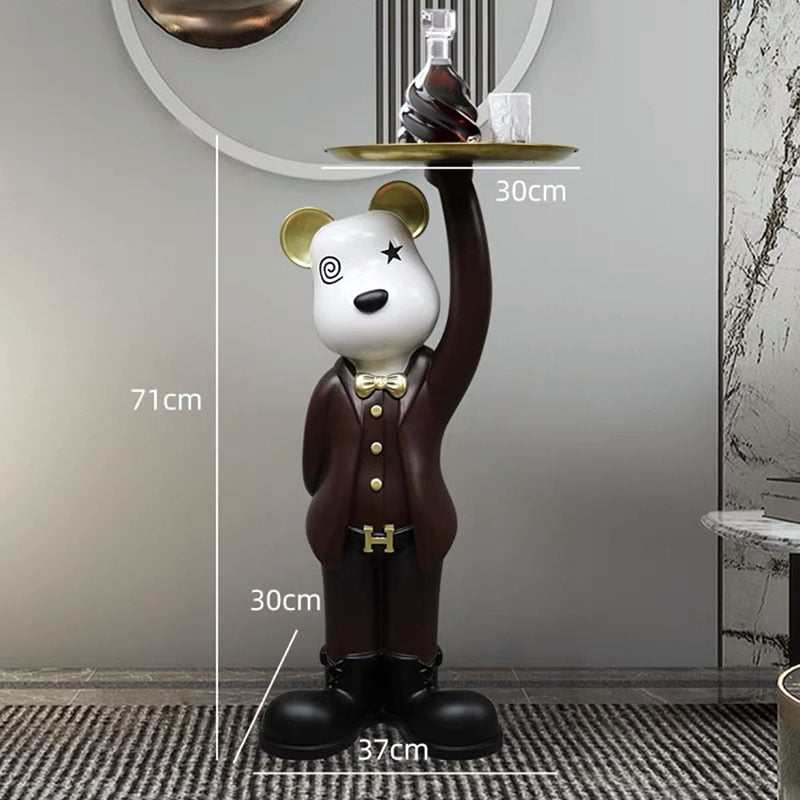 Creative Living Room Ornaments Home Decor Large Floor TV Cabinet Statue Welcome Bear Home Decoration Accessories New Home Gifts