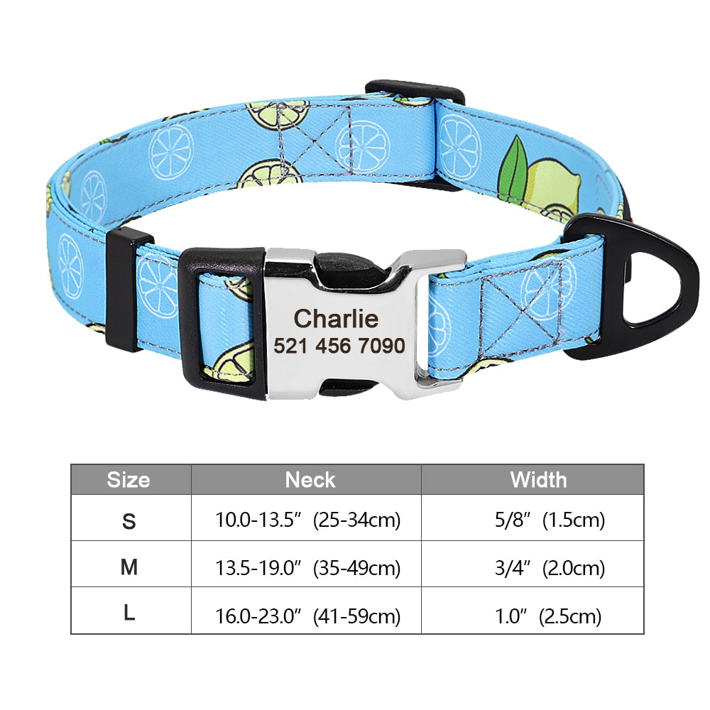 Personalized Dog Accessories Collar Nylon Printed Pet Puppy Collar Dog ID Collars Free Engraved ID for Small Medium Large Dogs