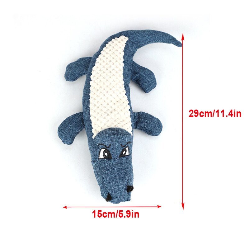 Cartoon Crocodile Linen Dog Toy Bite Resistance Soft Plush Pet Teeth Cleaning Chew Toy Interactive Puppy Cat Squeak Sound Toys