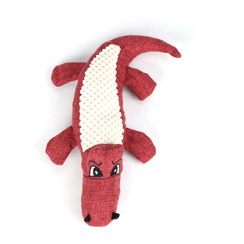 Cartoon Crocodile Linen Dog Toy Bite Resistance Soft Plush Pet Teeth Cleaning Chew Toy Interactive Puppy Cat Squeak Sound Toys