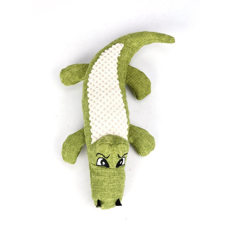 Cartoon Crocodile Linen Dog Toy Bite Resistance Soft Plush Pet Teeth Cleaning Chew Toy Interactive Puppy Cat Squeak Sound Toys