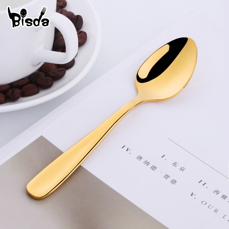 8pcs Tea Spoons Stainless Steel Coffee Spoon Creative Gold Mini Spoon Colorful Dessert Ice Cream Scoop Dinnerware Set for Party