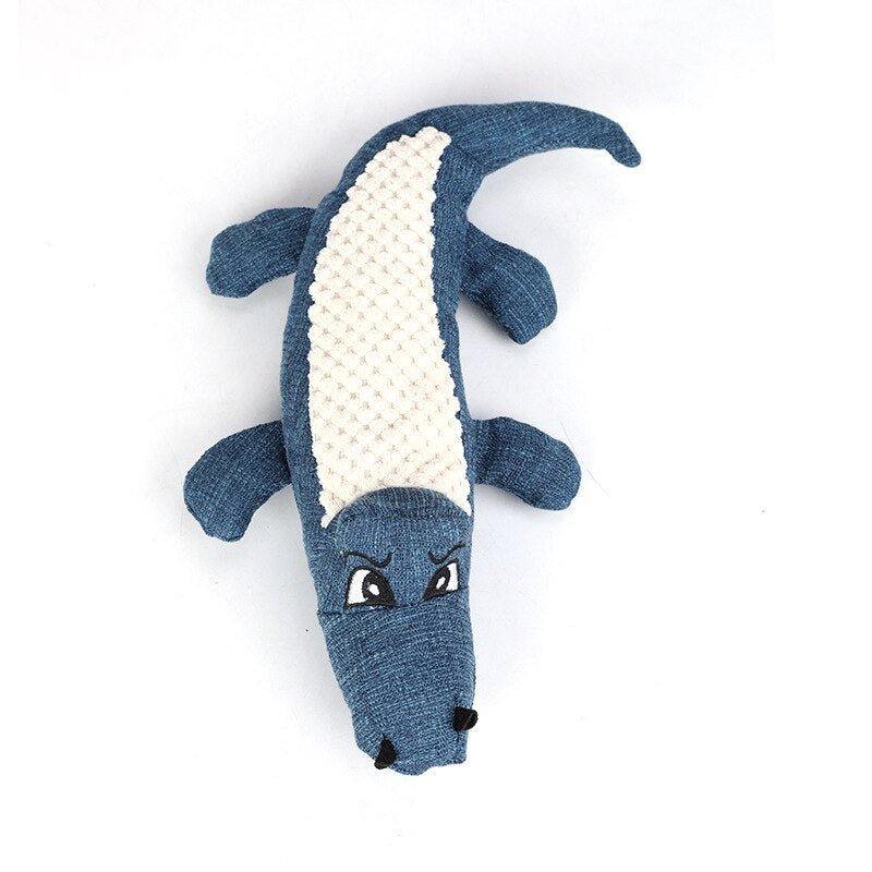 Cartoon Crocodile Linen Dog Toy Bite Resistance Soft Plush Pet Teeth Cleaning Chew Toy Interactive Puppy Cat Squeak Sound Toys