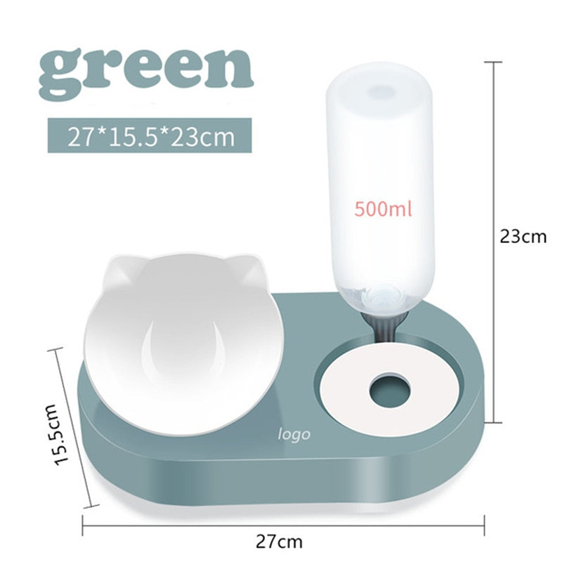 New 2-in-1 Cat Bowl Water Dispenser Automatic Water Storage Pet Dog Cat Food Bowl Food Container with Waterer Pet Waterer Feeder