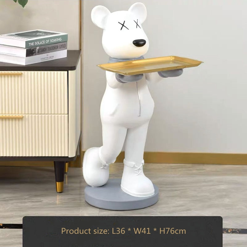 Creative Living Room Ornaments Home Decor Large Floor TV Cabinet Statue Welcome Bear Home Decoration Accessories New Home Gifts