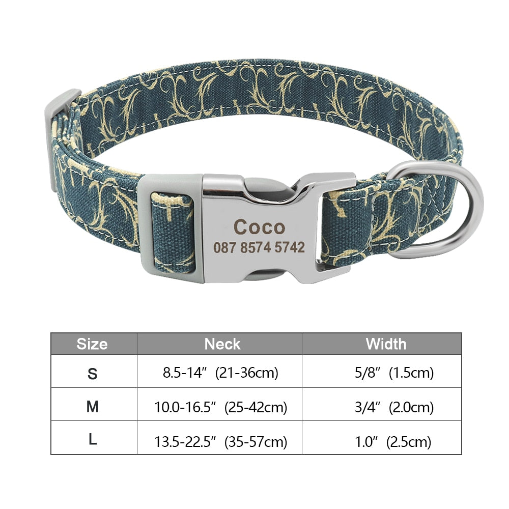 Personalized Dog Accessories Collar Nylon Printed Pet Puppy Collar Dog ID Collars Free Engraved ID for Small Medium Large Dogs