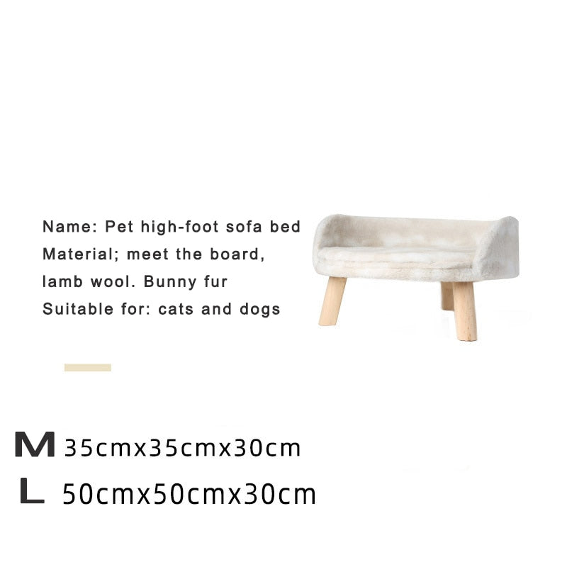 Pet Cat Dog Bed Soft Warm Lambswool Wood Legs Beds Cats for House Nest Dogs Bed Warm Comfortable House Washable Kennel Dog Beds