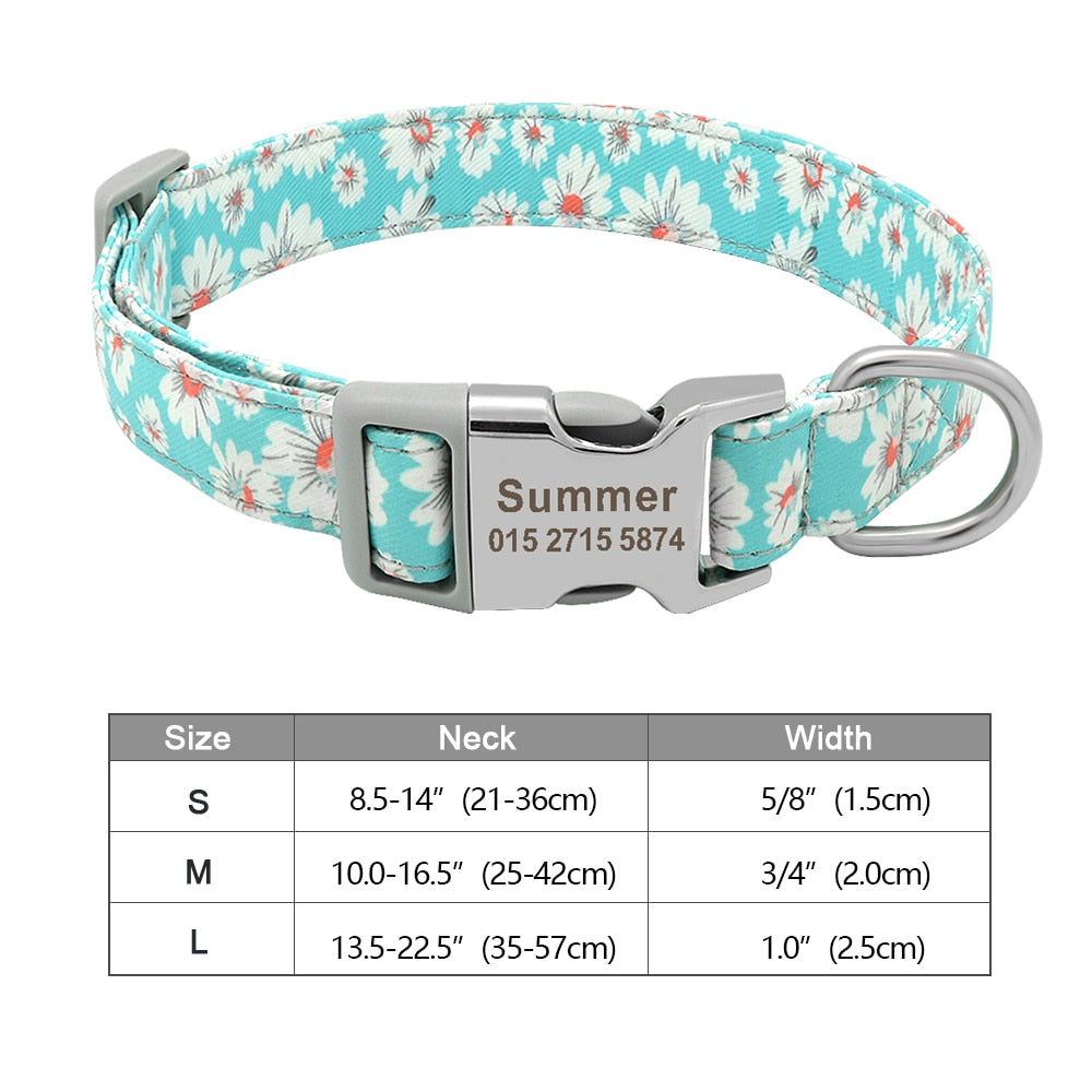 Personalized Dog Accessories Collar Nylon Printed Pet Puppy Collar Dog ID Collars Free Engraved ID for Small Medium Large Dogs