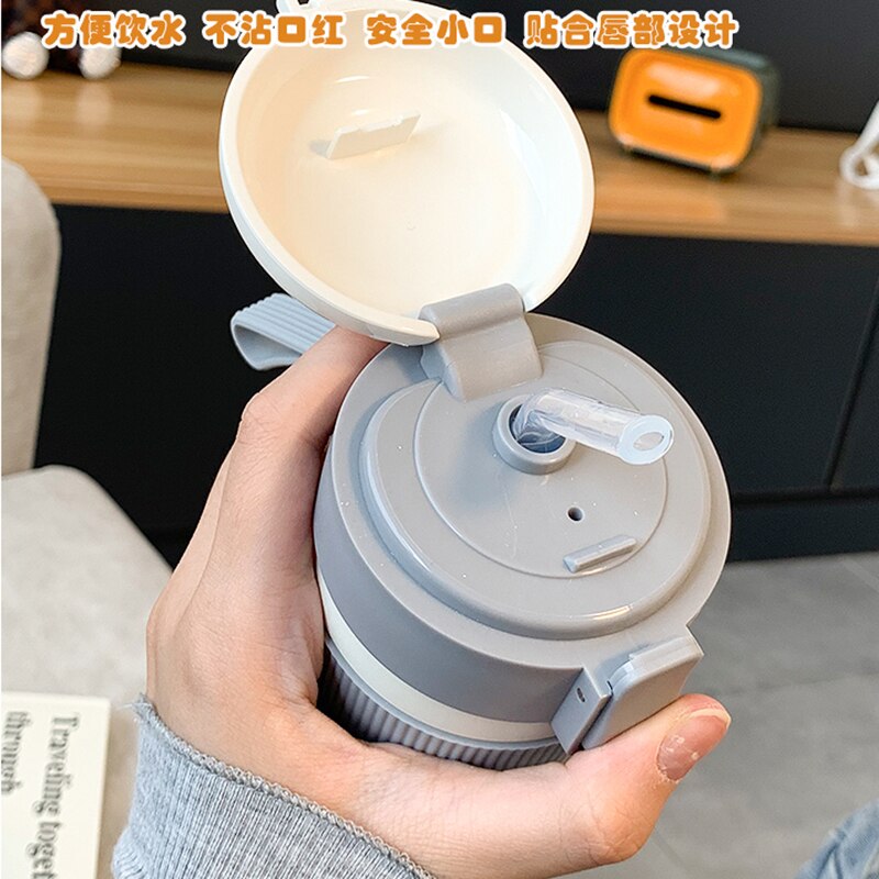 Portable Coffee Vacuum Thermos Bottle Straw Travel Sport Insulated Stainless Steel Thermal Mug Garrafa Termica School Office Cup