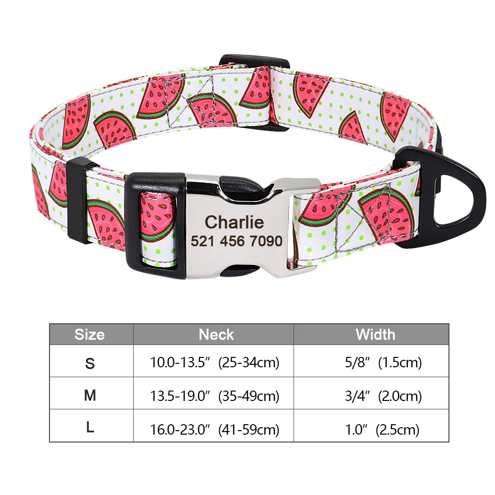 Personalized Dog Accessories Collar Nylon Printed Pet Puppy Collar Dog ID Collars Free Engraved ID for Small Medium Large Dogs