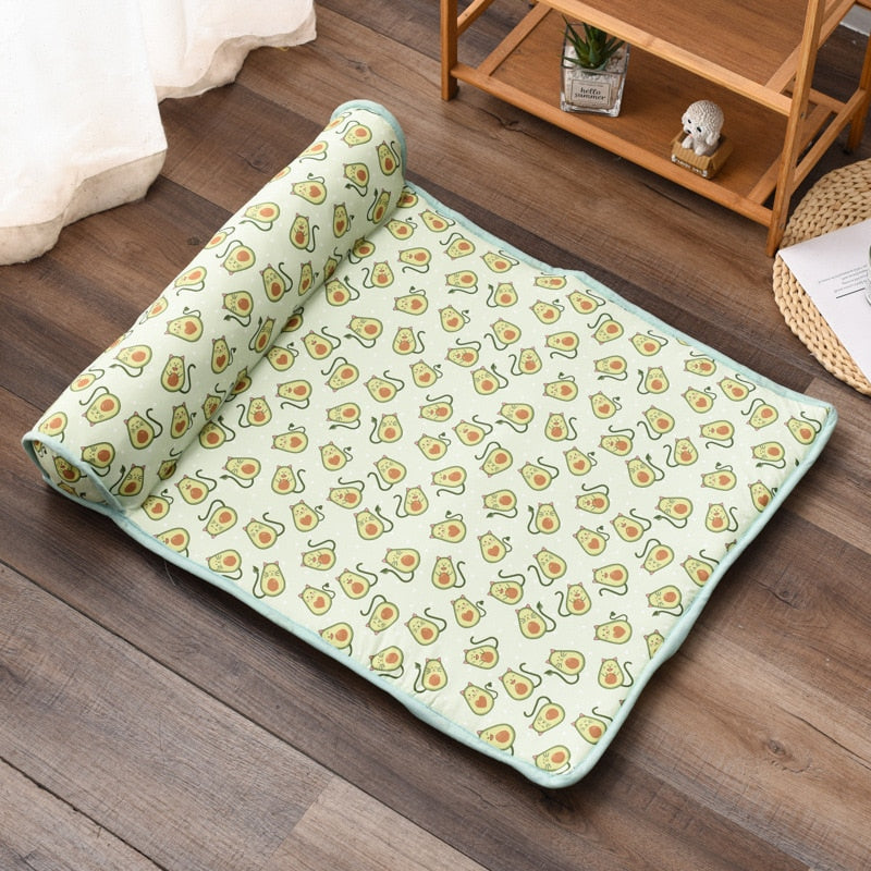 Summer Dog Bed Mat Ice Cool Pet Dog Cat Nest Mat With Pillow Washable Anti-slip Pet Sleeping Mat