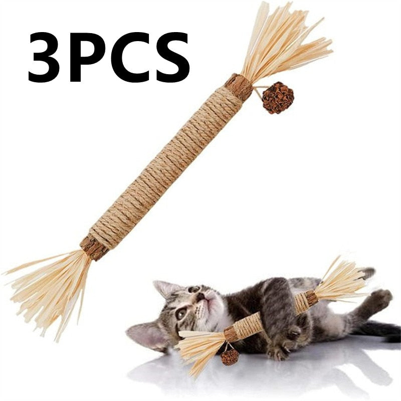 Pet Cat Wooden Polygonum Stick Lafite Grass Cat Toy Molar Stick Catnip Cat Tooth Cleaning Silvervin Stick Cane Pet Supplies Toys