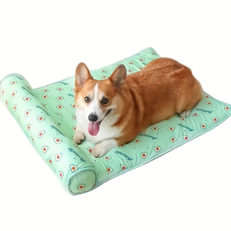 Summer Dog Bed Mat Ice Cool Pet Dog Cat Nest Mat With Pillow Washable Anti-slip Pet Sleeping Mat