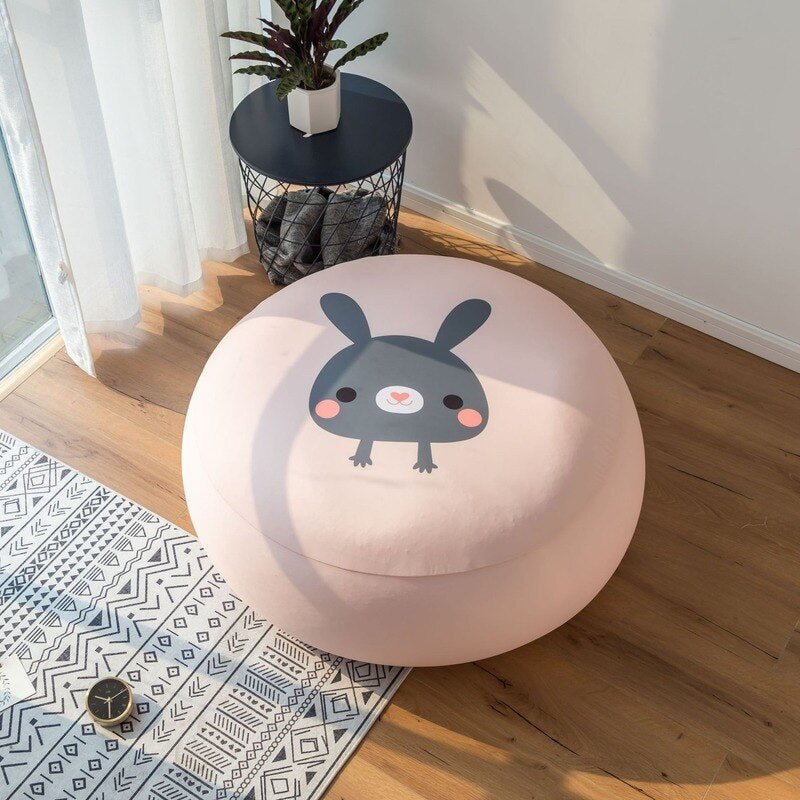 Round Sofa Filled with High Elastic Foam Sponge Living Room Couch Modern Simple Frameless Detachable Spherical Fabric Cushion