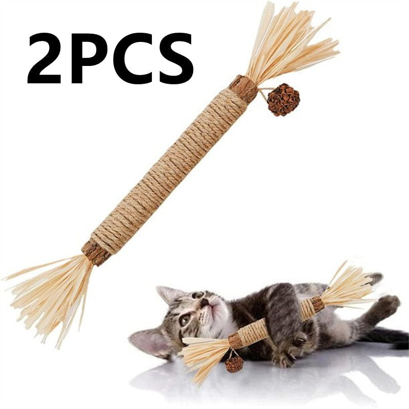 Pet Cat Wooden Polygonum Stick Lafite Grass Cat Toy Molar Stick Catnip Cat Tooth Cleaning Silvervin Stick Cane Pet Supplies Toys