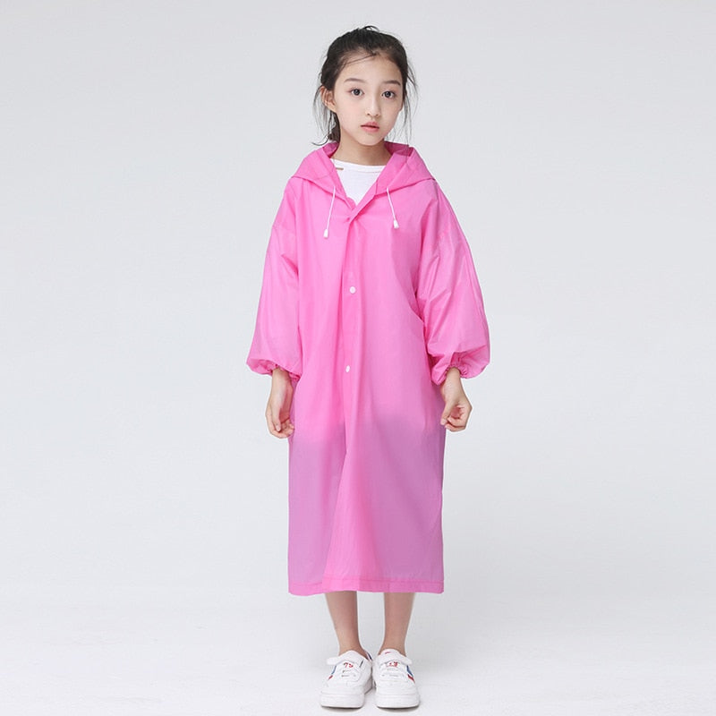 Children Adult Waterproof Raincoat Reuseable EVA Rain Poncho For Kids Girls WomenTransparent Clear Rainwear Suit For Student