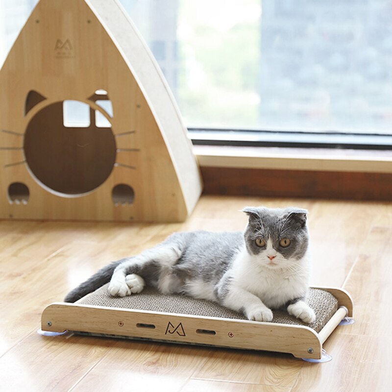 CAWAII KENNEL Pet Cat Paper Scraperboard Scratching Post for Cat Solid Wood Grinding Claw Board Anti-scratch Cats Toy Scratchers