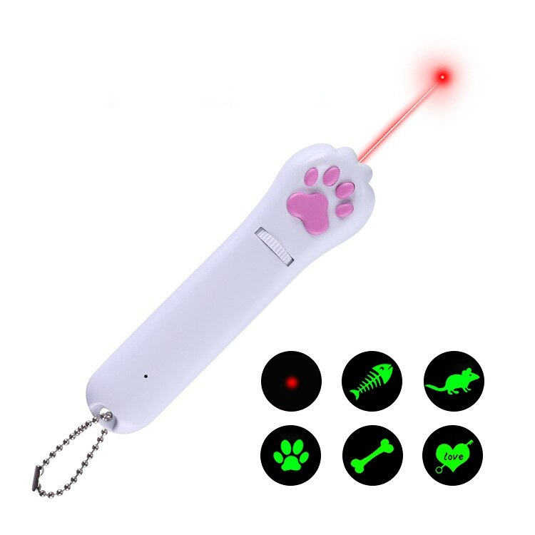 6 in 1 USB Pet LED 1 mw Laser Cat Laser Transform pattern Rechargeable Toy Interactive Bright Animation Pointer Light Pen Toys