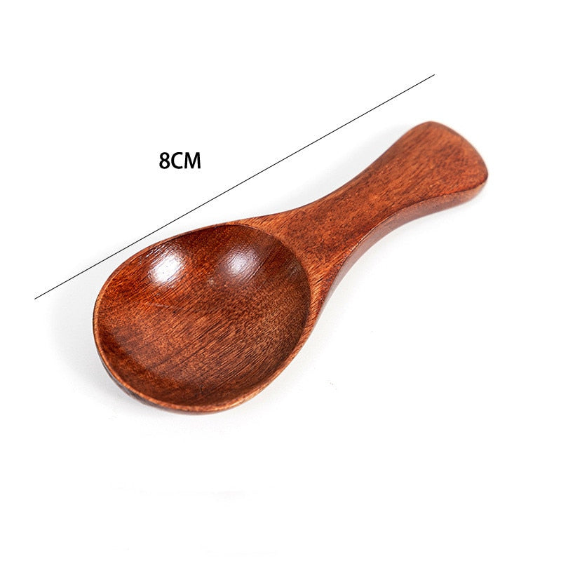 Mini Natural Wooden Spoon Scoop Tea Coffee Condiment Salt Seasoning Sugar Spoon Ice Cream Tea Leaf Roung Scoop Spoon