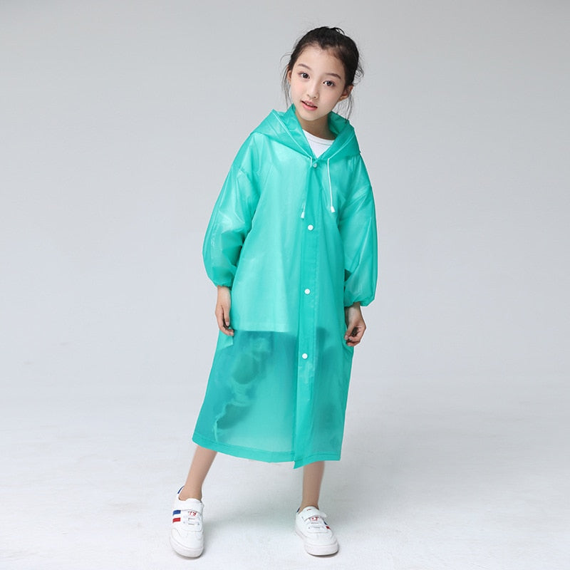 Children Adult Waterproof Raincoat Reuseable EVA Rain Poncho For Kids Girls WomenTransparent Clear Rainwear Suit For Student